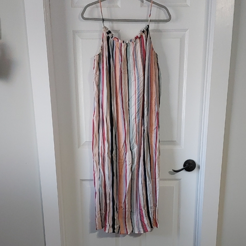 THML Vertical Striped Maxi Dress with Spaghetti Straps Sz Small Cotton-Gauze